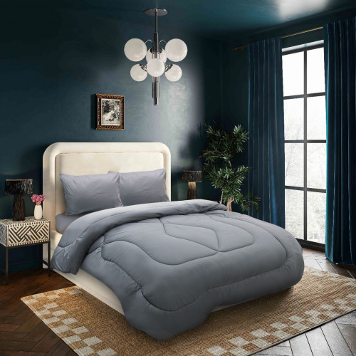 Plain micro-032 ديزاير لحاف سادة 3 قطع رمادي نفر