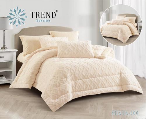 SILVIA-001 ترند طقم لحاف شتوي مخمل سميك فاخر كنج 6...