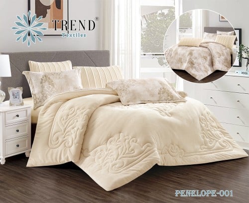 PENELOPE-001 مفرش شتوي فاخر مخمل سميك نفرين 6 قطع...