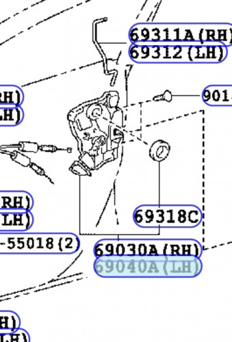 قفل باب كامري 2007/2009 امامي يسار اصلي 69040-0616...