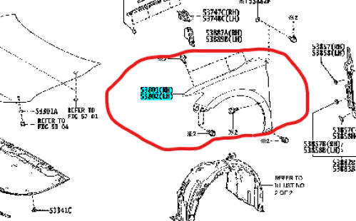 رفرف كامري 2018/2024 يمين اصلي 53801-33200