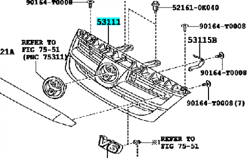 شبك فورتشنر 2006/2011 اصلي 53111-0K901