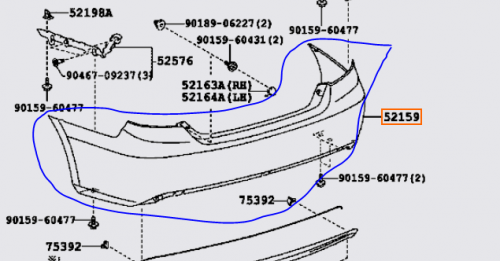 صدام كامري 2016/2017 خلفي اصلي 52159-0X908