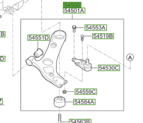 مقص اوبتما 2014/2017 تحت يسار اصلي 54500-2T110