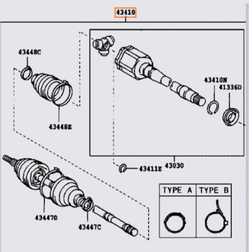 عكس رافور 2000/2006 يمين اصلي 43410-42060