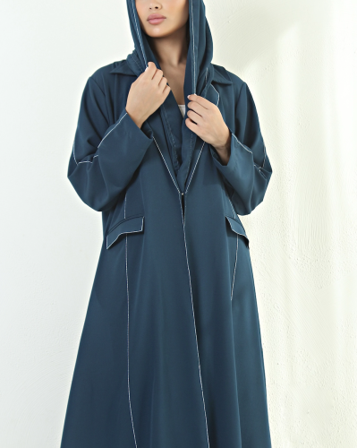 Blue turquoise crepe abaya