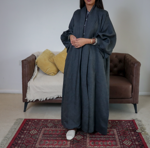 [Puf2] - عباية لينن رمادي