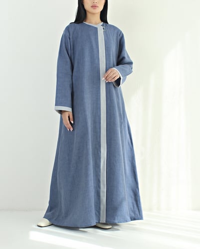 [LN5] - عباية لينن أزرق
