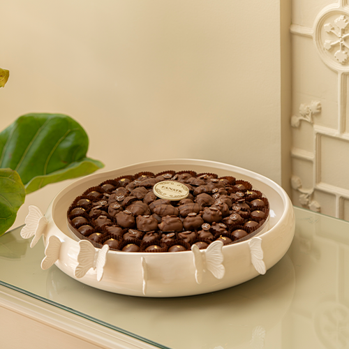 صينية خزف ابيض فراشة كبير