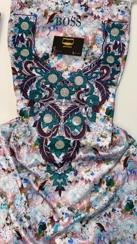 حرير ايطالي تركواز مع الشيلة