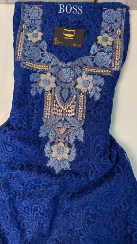 دانتيل ازرق كرستال مع بطانه