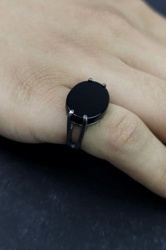 خاتم فضه ملكي اسود مع اونكس