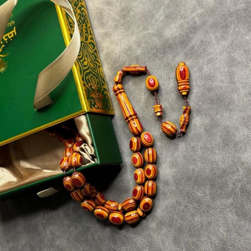 سبحة خشب مضغوط برتقالي