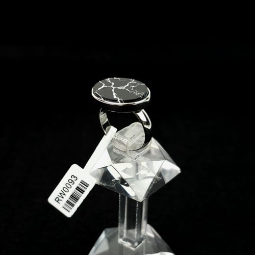 خاتم ملكي فضه اسود رخامي