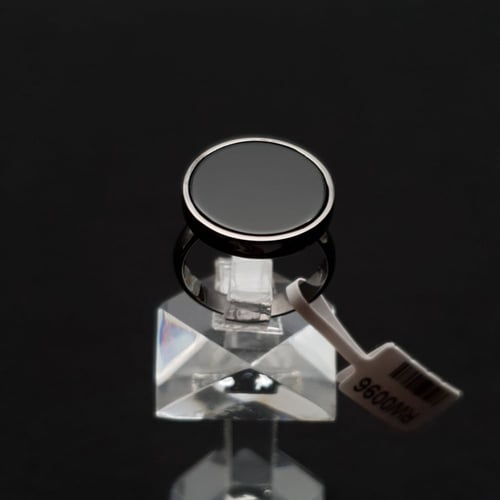 خاتم ملكي فضه اسود مدور مع اونكس