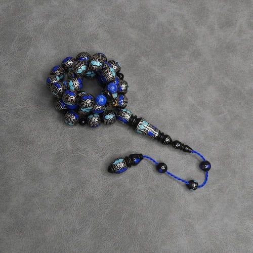 سبحة يسر "المرجان الاسود" حجم وسط مرصع فيروز لازور...