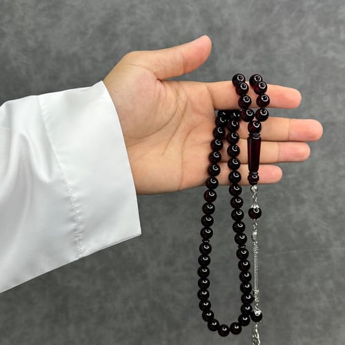 سبحه بكلايت عنابي حرباء مع كركوشه