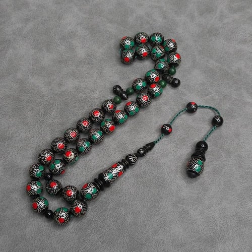 مسباح يسر اسود طبيعي مرصع بالفضه