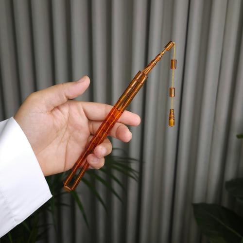 سبحة القلم فاتوران عسلي شفاف تمليكه