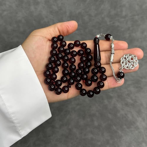 سبحه بكلايت عنابي حرباء مع كركوشه