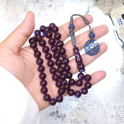 سبحة زعفراني لون حرباء مع طربزونه فضه