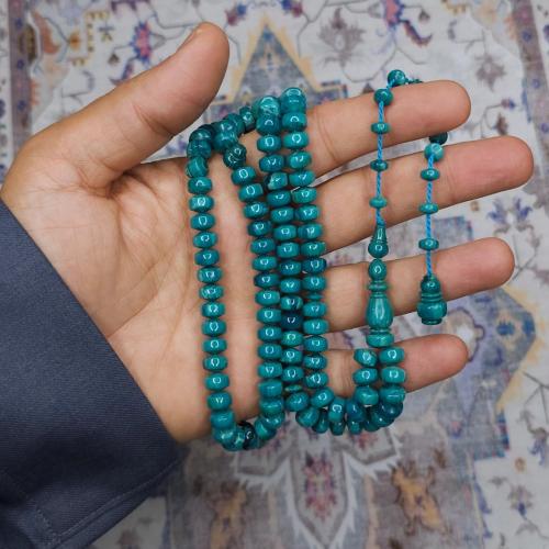 سبحة فاتوران تركواز برميلي ناعم 99 خرزة تمليكة