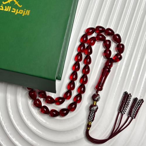 سبحة زعفراني احمر شفاف