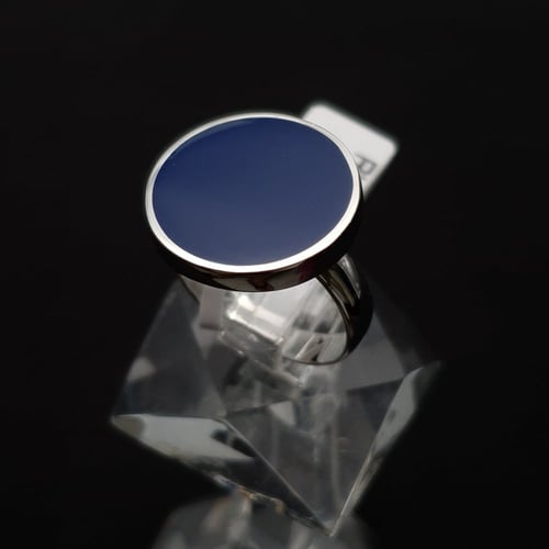 خاتم ملكي فضه حجر كحلي مدور