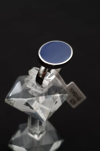 خاتم ملكي فضه لون كحلي بيضاوي