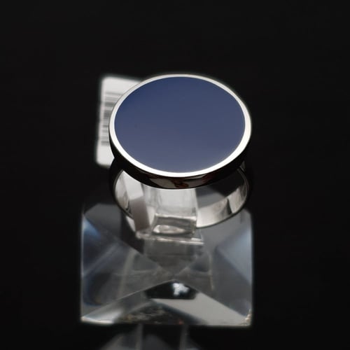 خاتم ملكي فضه حجر كحلي مدور