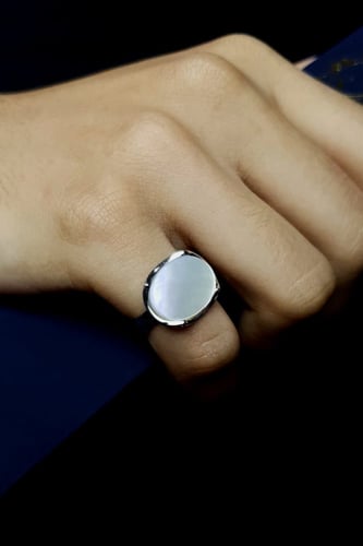 خاتم فضه ملكي بيضاوي