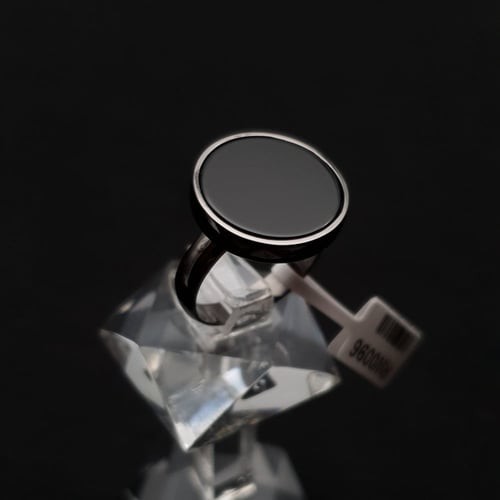 خاتم ملكي فضه اسود مدور مع اونكس