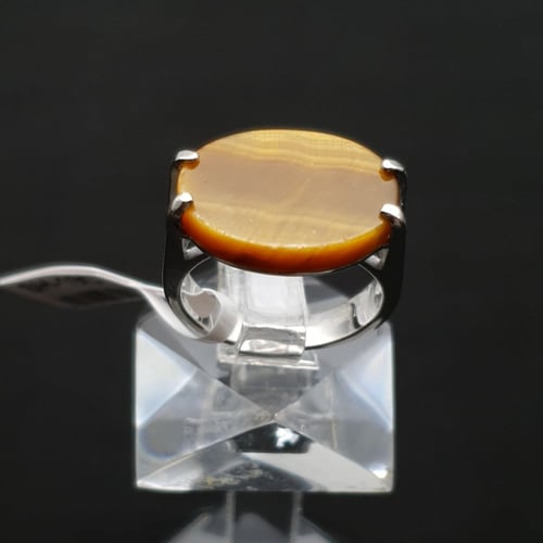 خاتم ملكي فضه مع حجر عين النمر