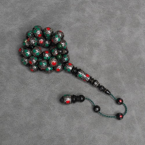 مسباح يسر اسود طبيعي مرصع بالفضه