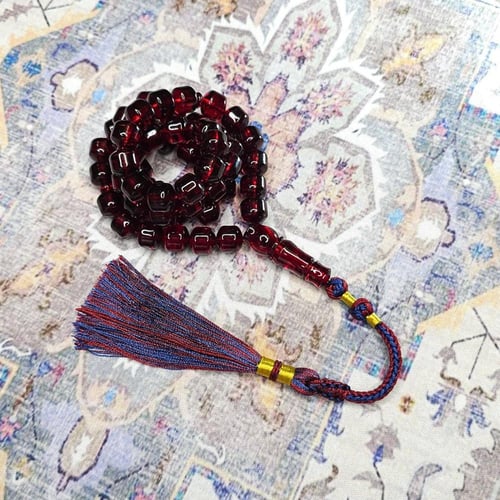 سبحة زعفراني لون احمر دم الغزال مع كركوشة تفصال