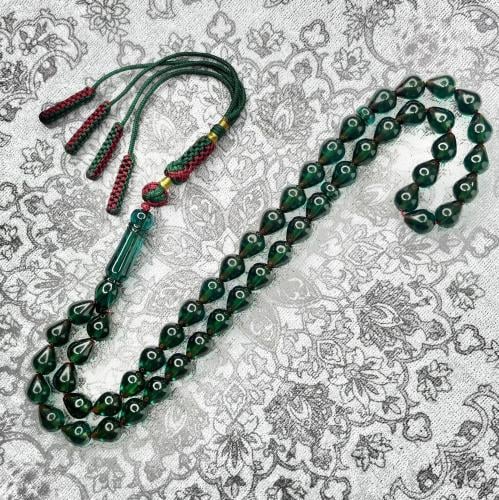 سبحة زعفراني أخضر شفاف