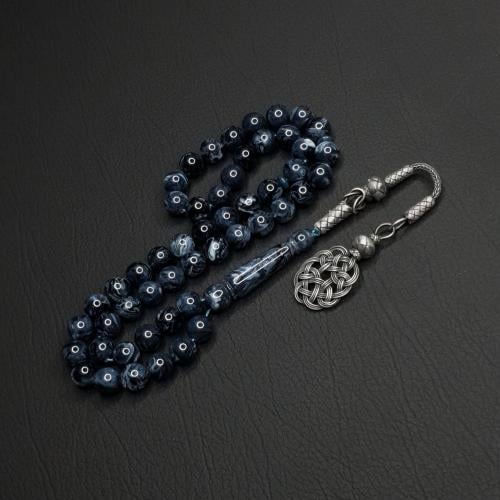 مسباح بكلايت لون بلو مون مع طربزون فضة