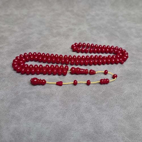 سبحة فاتوران احمر غامق ناعم 99 خرزة تمليكة