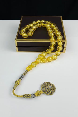 مسباح بكلايت شفاف مع حبات الؤلؤ الطبيعي مع طربزونه