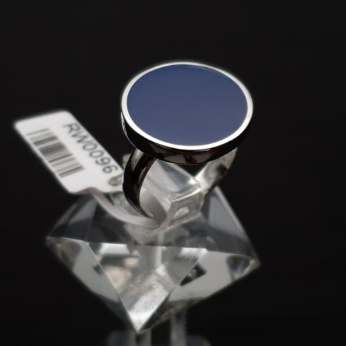 خاتم ملكي فضه حجر كحلي مدور