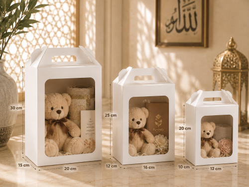 مجموعة | 12 صندوق هدايا ابيض بمقاسين
