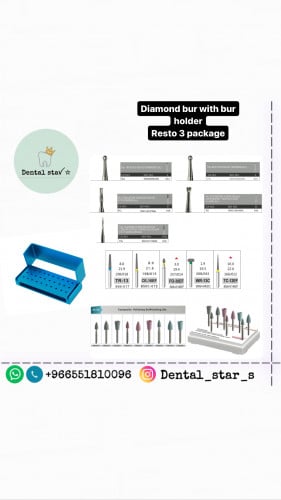 Diamond bur with bur holder Resto 3 package