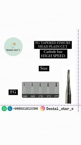FG TAPERED FISSURE HEAD PLAIN CUT Carbide bur HIGH...