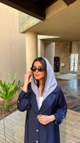 Ceramic crepe abaya with blazer story navy blue