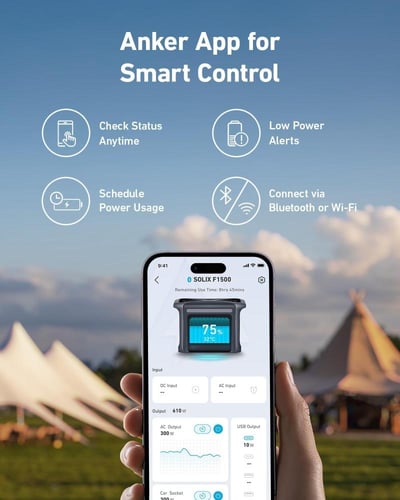 محطة طاقة محمولة سوليكس F1500 من انكر، مولد طاقة ش...