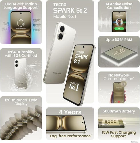 هاتف تكنو سبارك جو 3، 128جيجا الرام 4+4 تايتانيوم...