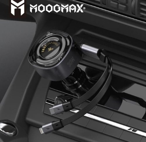 شاحن سيارة من موج ماكس فائق السرعة 2 في 1، كابل 30...