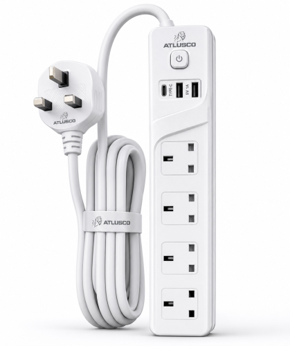توصيلة كهرباء أطلسكو 5 متر مع USB وUSB-C PD – 4 من...