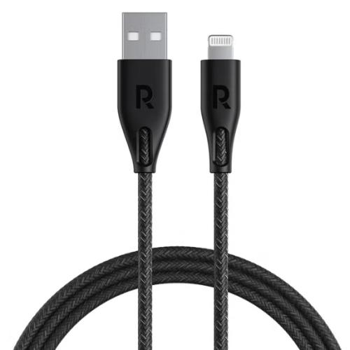 راف باور سلك شاحن قماش من USB-A إلى لايتنينج 1.2 م...