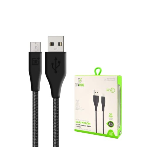 كابل شحن سريع من Ten Plus USB-A إلى Micro + حزام ن...